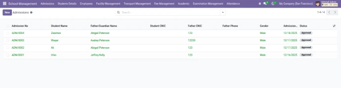 School management system in odoo