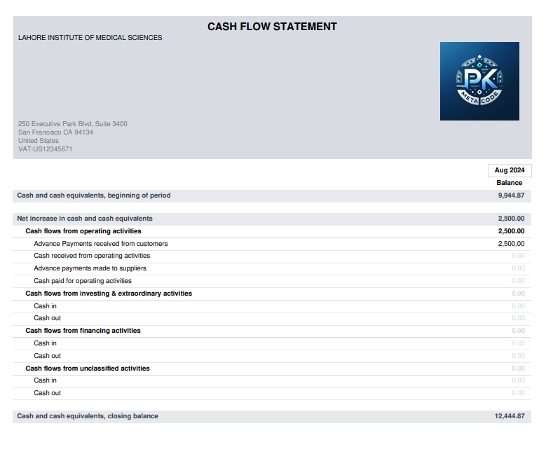 Cash Flow Statement Report